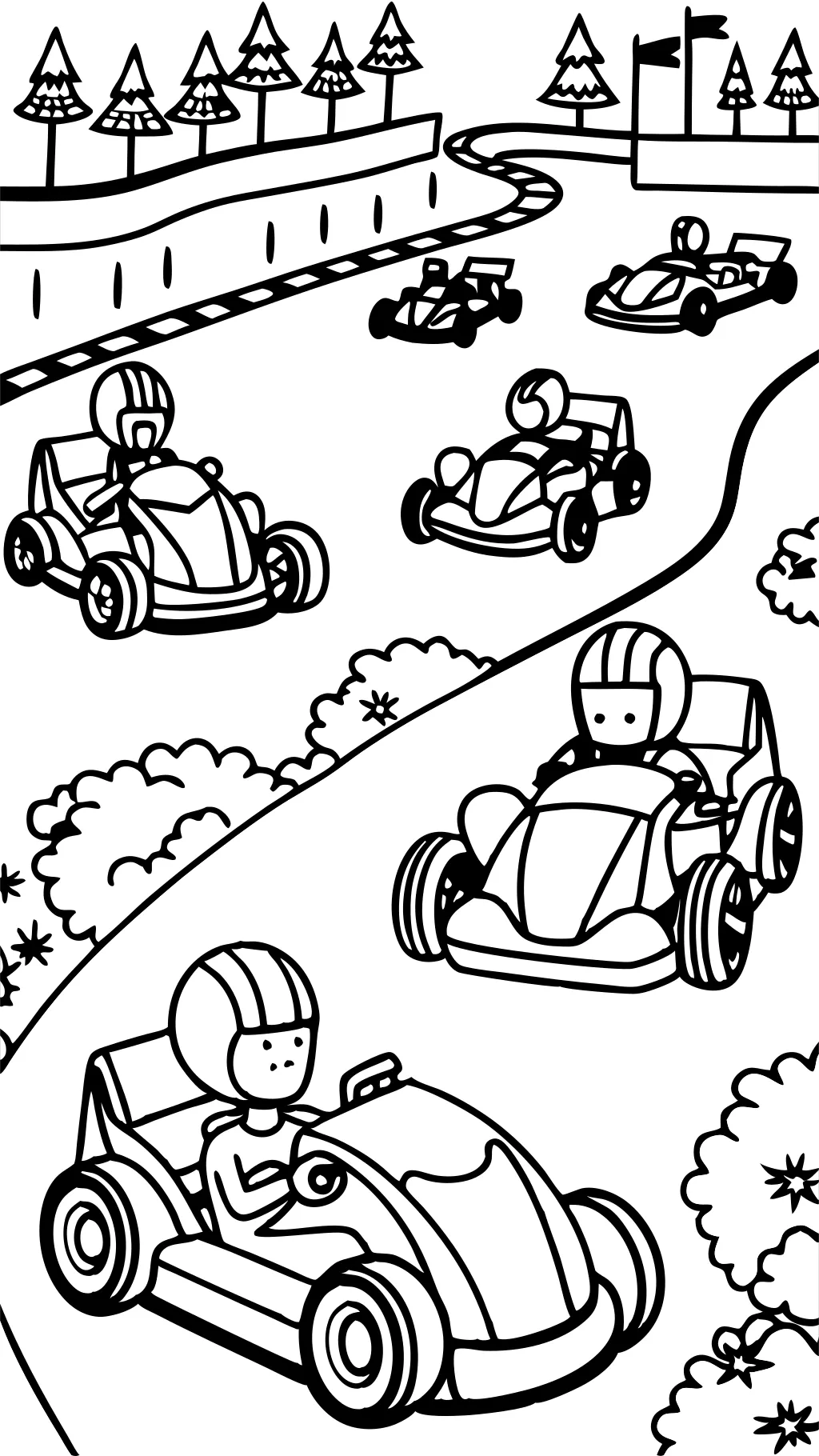 Páginas para colorear de go karts